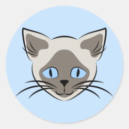 Siamese Blue Eyed Cat Face Dark op Light Graphic Ronde Sticker