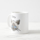 Siamese Blue Eyed Cat Face Grafisch Aangepaste naa Koffiemok (Voorkant links)