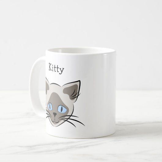 Siamese Blue Eyed Cat Face Grafisch Aangepaste naa Koffiemok (Voorkant links)