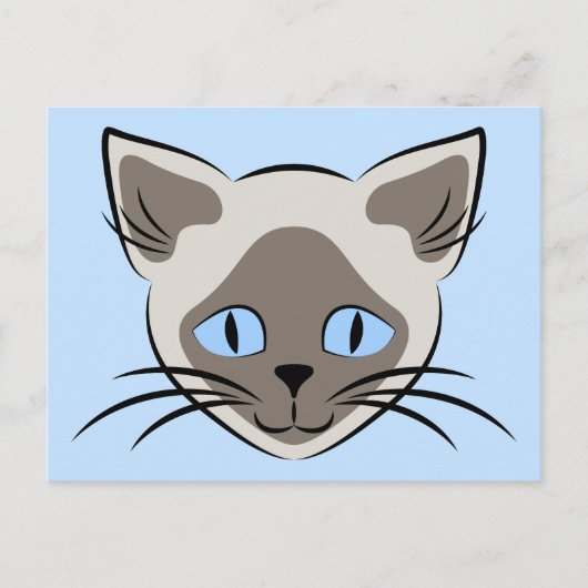 Siamese Blue Eyed Cat Face Graphic Art Briefkaart (Voorkant)