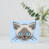 Siamese Blue Eyed Cat Face Graphic Art Briefkaart (Staand voorkant)