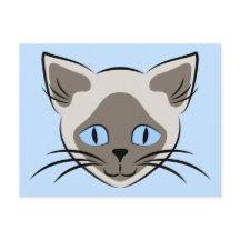 Siamese Blue Eyed Cat Face Graphic Art