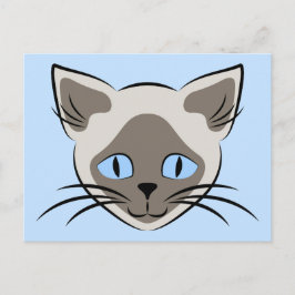 Siamese Blue Eyed Cat Face Graphic Art Briefkaart
