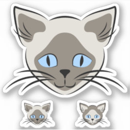 Siamese Blue Eyed Cat Face Graphic Art Sticker
