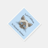 Siamese Blue Eyed Cat Face Graphic Birthday Servet (Hoek)