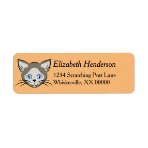 Siamese Blue Eyed Cat Face Light op donkere afbeel Etiket
