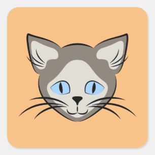 Siamese Blue Eyed Cat Face Light op donkere afbeel Vierkante Sticker