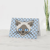 Siamese Blue Eyed Cat faces Graphic Art Birthday Kaart (Voorkant)