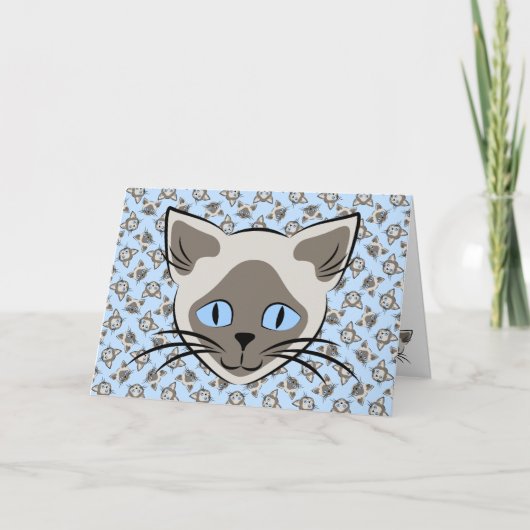 Siamese Blue Eyed Cat faces Graphic Art Birthday Kaart (Voorkant)