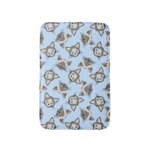 Siamese Blue Eyed Cat Faces Graphic Art Pattern Badmat (Voorkant Verticaal)