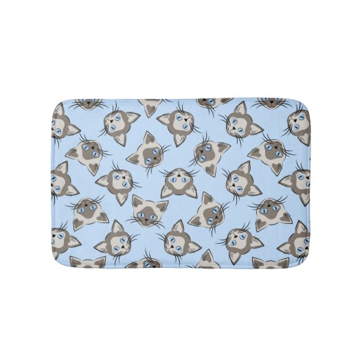 Siamese Blue Eyed Cat Faces Graphic Art Pattern Badmat (Voorkant)