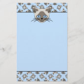 Siamese Blue Eyed Cat Faces Graphic Art Pattern Briefpapier (Voorkant)