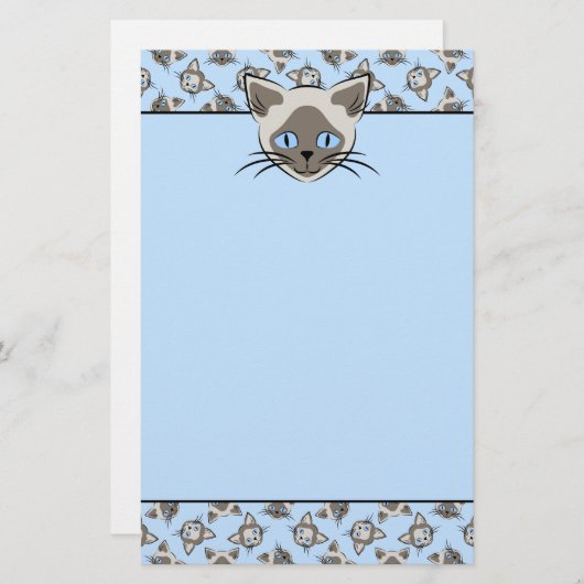 Siamese Blue Eyed Cat Faces Graphic Art Pattern Briefpapier (Voorkant / Achterkant)