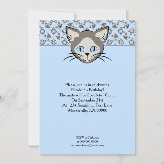 Siamese Blue Eyed Cat Faces Graphic Art Pattern Kaart (Voorkant)