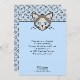 Siamese Blue Eyed Cat Faces Graphic Art Pattern Kaart