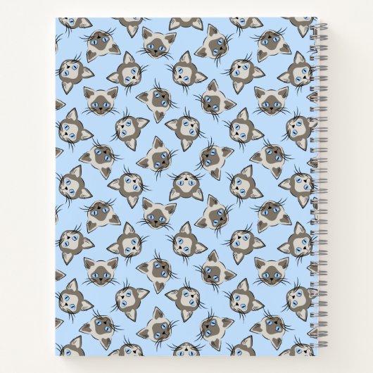 Siamese Blue Eyed Cat Faces Graphic Art Pattern Notitieboek (Achterkant)