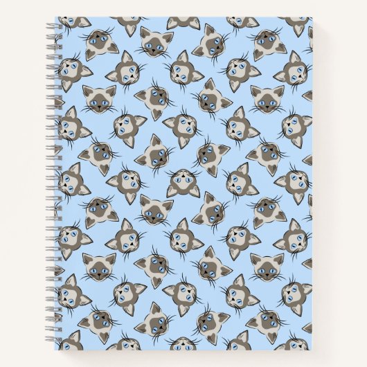 Siamese Blue Eyed Cat Faces Graphic Art Pattern Notitieboek (Voorkant)