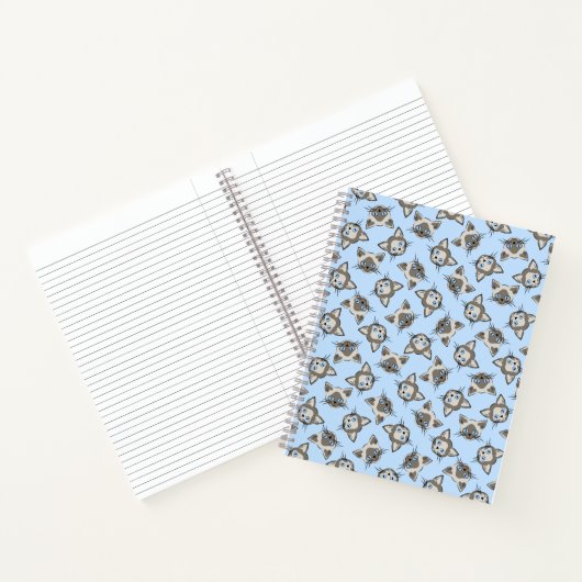 Siamese Blue Eyed Cat Faces Graphic Art Pattern Notitieboek (Binnen)