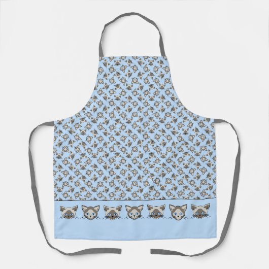Siamese Blue Eyed Cat Faces Graphic Art Pattern Schort (Voorkant)