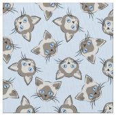 Siamese Blue Eyed Cat Faces Graphic Art Pattern Stof (Close Up)