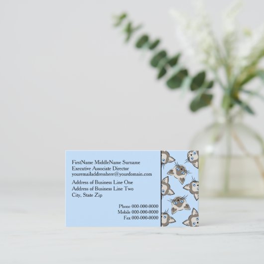 Siamese Blue Eyed Cat Faces Graphic Art Pattern Visitekaartje (Staand voorkant)