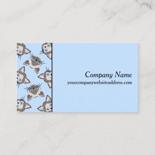 Siamese Blue Eyed Cat Faces Graphic Art Pattern Visitekaartje (Achterkant)