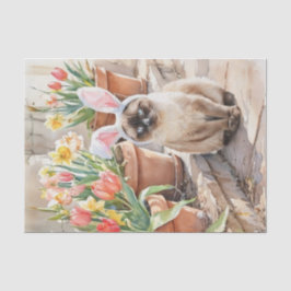 Siamese Bunny Cute Easter Cat with Tulips  Tissuepapier