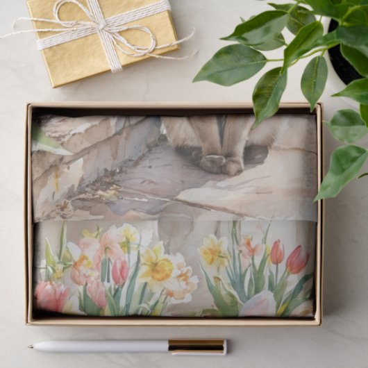 Siamese Bunny Cute Easter Cat with Tulips  Tissuepapier (Geschenk)