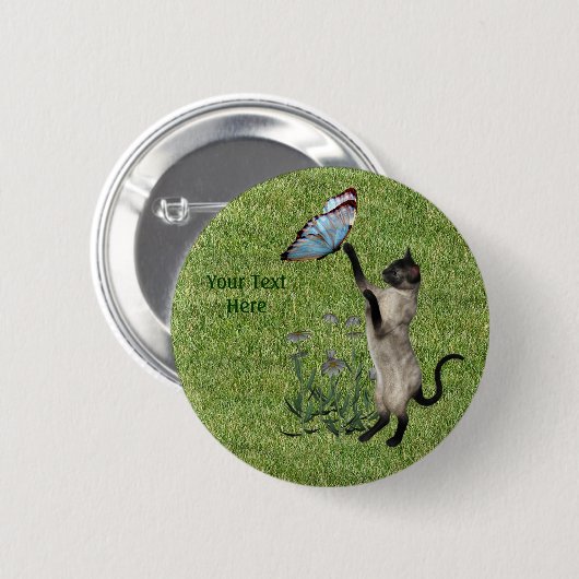 Siamese Button met kattenboter (Voorkant /achterkant)