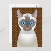 Siamese Cartoon (wit) Briefkaart (Voorkant / Achterkant)