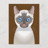 Siamese Cartoon (wit) Briefkaart (Voorkant)