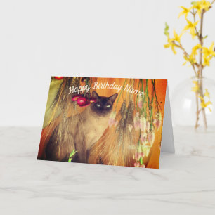 Siamese Cat 3 Personalized Birthday Kaart