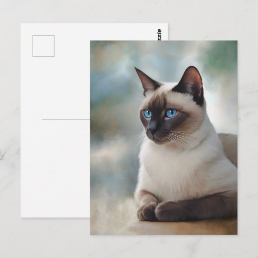 Siamese Cat 749 Digitale kunst Briefkaart (Voorkant / Achterkant)