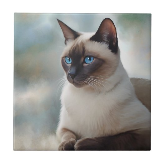 Siamese Cat 749 Digitale kunst Tegeltje (Voorkant)