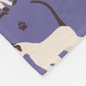 Siamese Cat and Paws Purple Fleece Blanket Deken (Hoek)