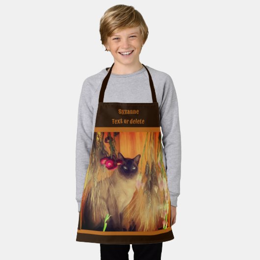 Siamese Cat Animal Art gepersonaliseerd Schort (Gedragen)