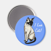 Siamese Cat Animal-lover Magnetic Gifts Magneet (Voorkant / Achterkant)