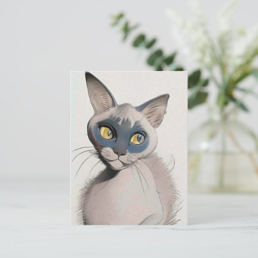 Siamese Cat Art-kaart Briefkaart (Staand voorkant)