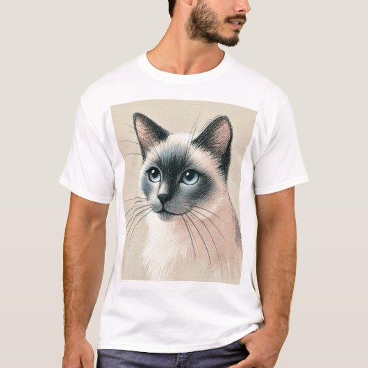 Siamese Cat Art T-Shirt – Schattige Pet Lover Gift (Voorkant)