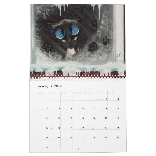 Siamese Cat Artwork van Amy Lyn Bihrle Kalender (Jan 2027)