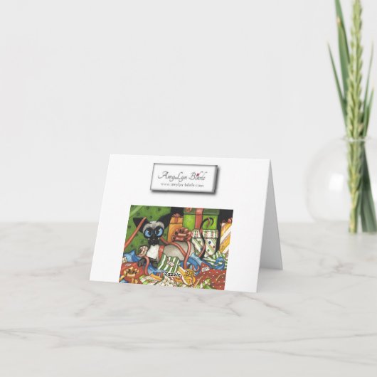 Siamese Cat beroemd gemaakt door BiHrLe Christmas Feestdagen Kaart (Achterkant)