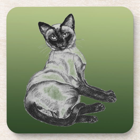 Siamese Cat Bier Onderzetter (Voorkant)