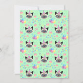 Siamese Cat Birthday Invitation in Green Kaart (Achterkant)