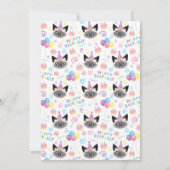 Siamese Cat Birthday Invitation in White Kaart (Achterkant)