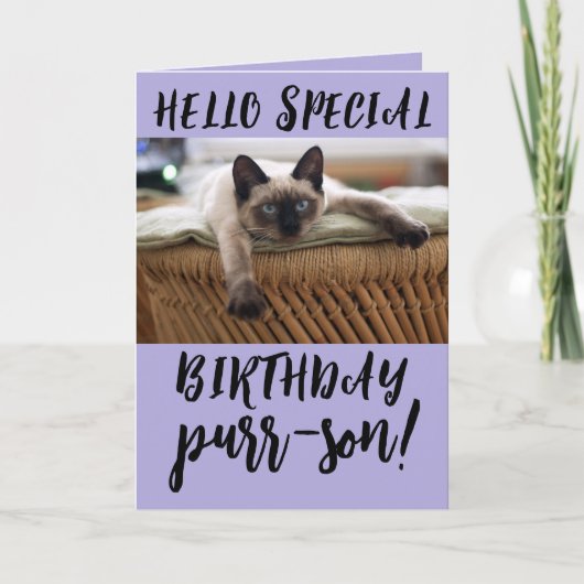 SIAMESE CAT BIRTHDAY-WENSKAARTEN KAART (Voorkant)