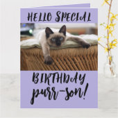 SIAMESE CAT BIRTHDAY-WENSKAARTEN KAART (Gele Bloem)