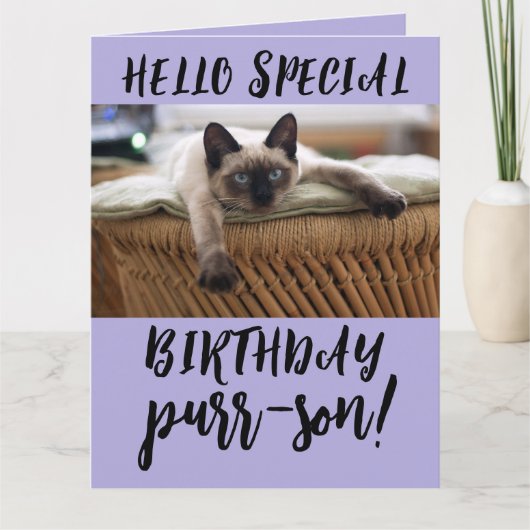 SIAMESE CAT BIRTHDAY-WENSKAARTEN KAART (Voorkant)