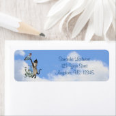 Siamese Cat Blue Butterfly Cute Address Etiket (Insitu)