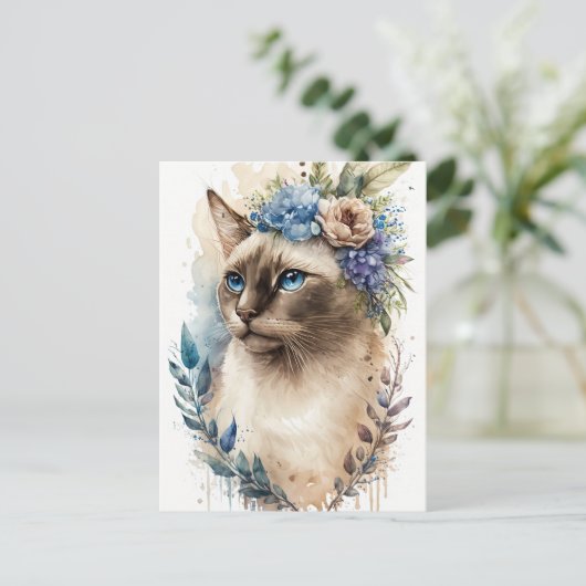 Siamese Cat Briefkaart (Staand voorkant)