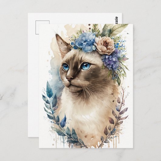 Siamese Cat Briefkaart (Voorkant / Achterkant)